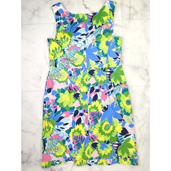 Talbots Size 10 Womens Floral Garden Party Sleeveless Cotton Stretch Dress - Picture 8 of 12